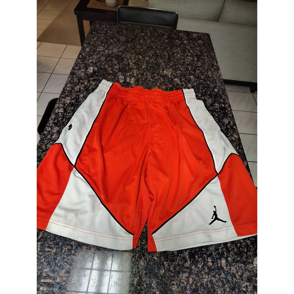 Jordan Mens Dri-FIT Basketball Shorts Orange White Jumpman XL
